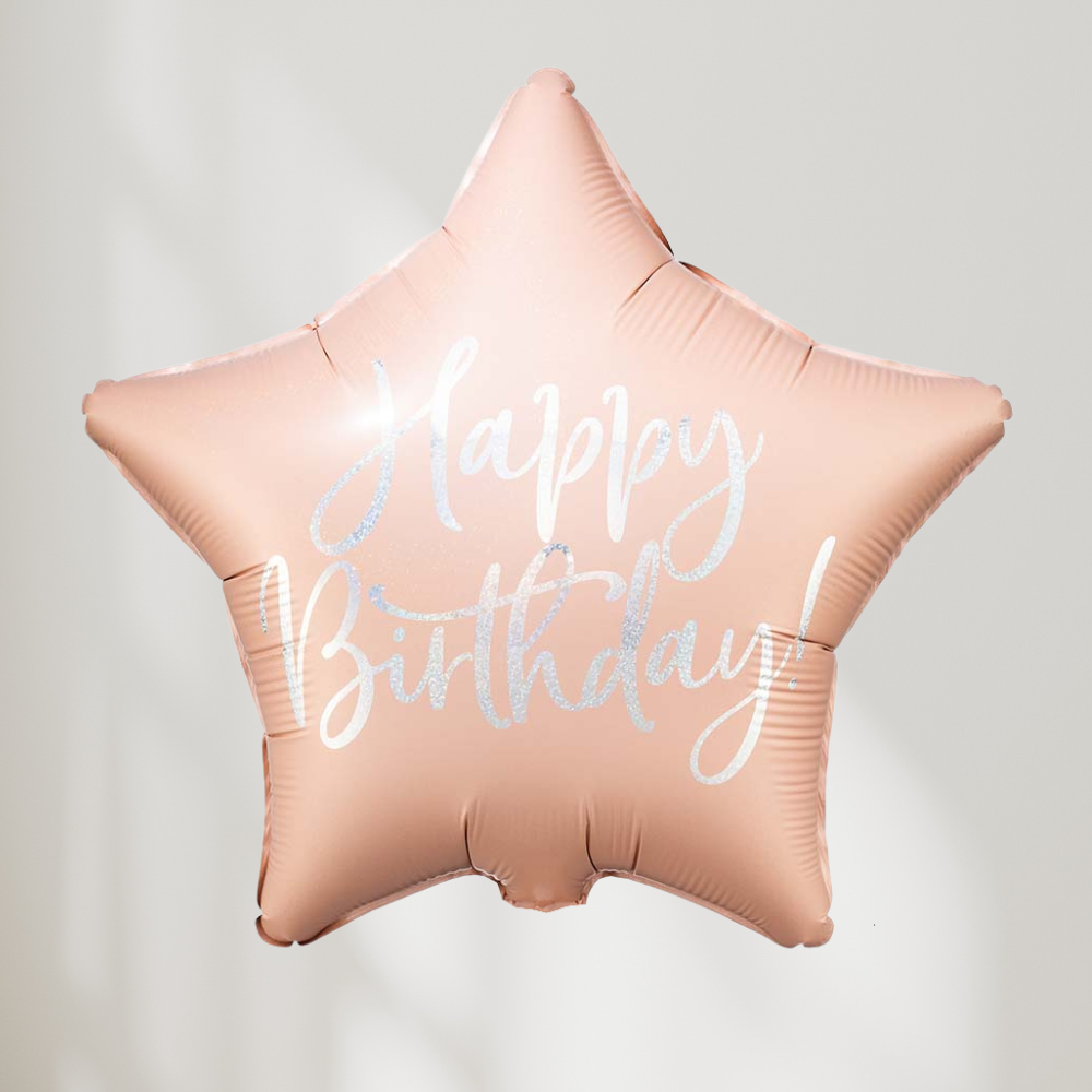 Happy Birthday Rosa Stjerne Ballong