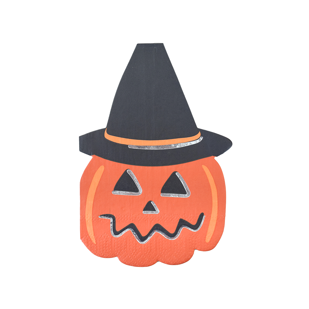 Servietter med gresskarheks til halloweenfest for barn