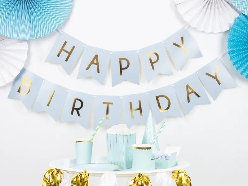 Banner Happy Birthday - Lys Blå