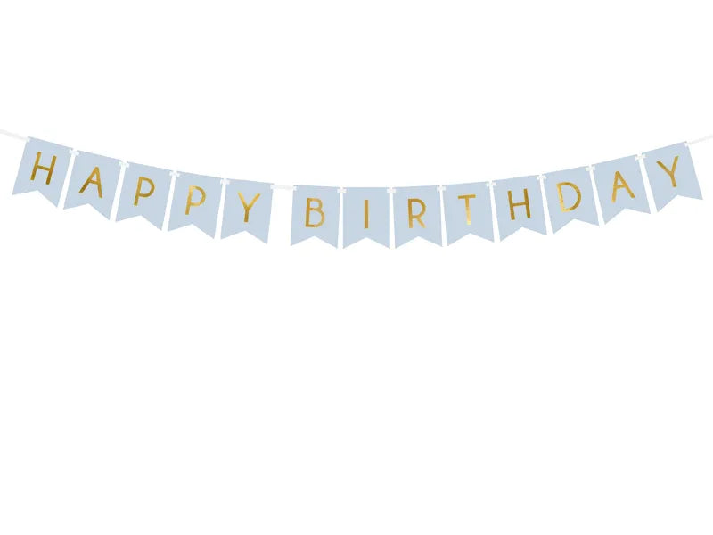 Banner Happy Birthday - Lys Blå