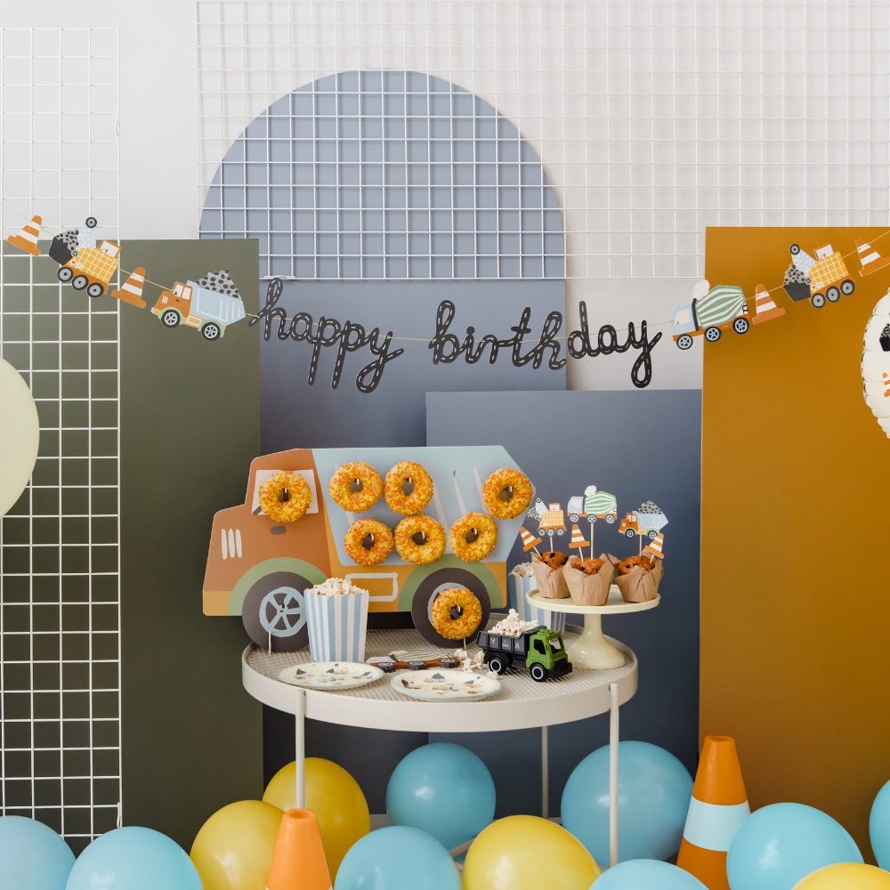 Byggeplass Happy Birthday Banner