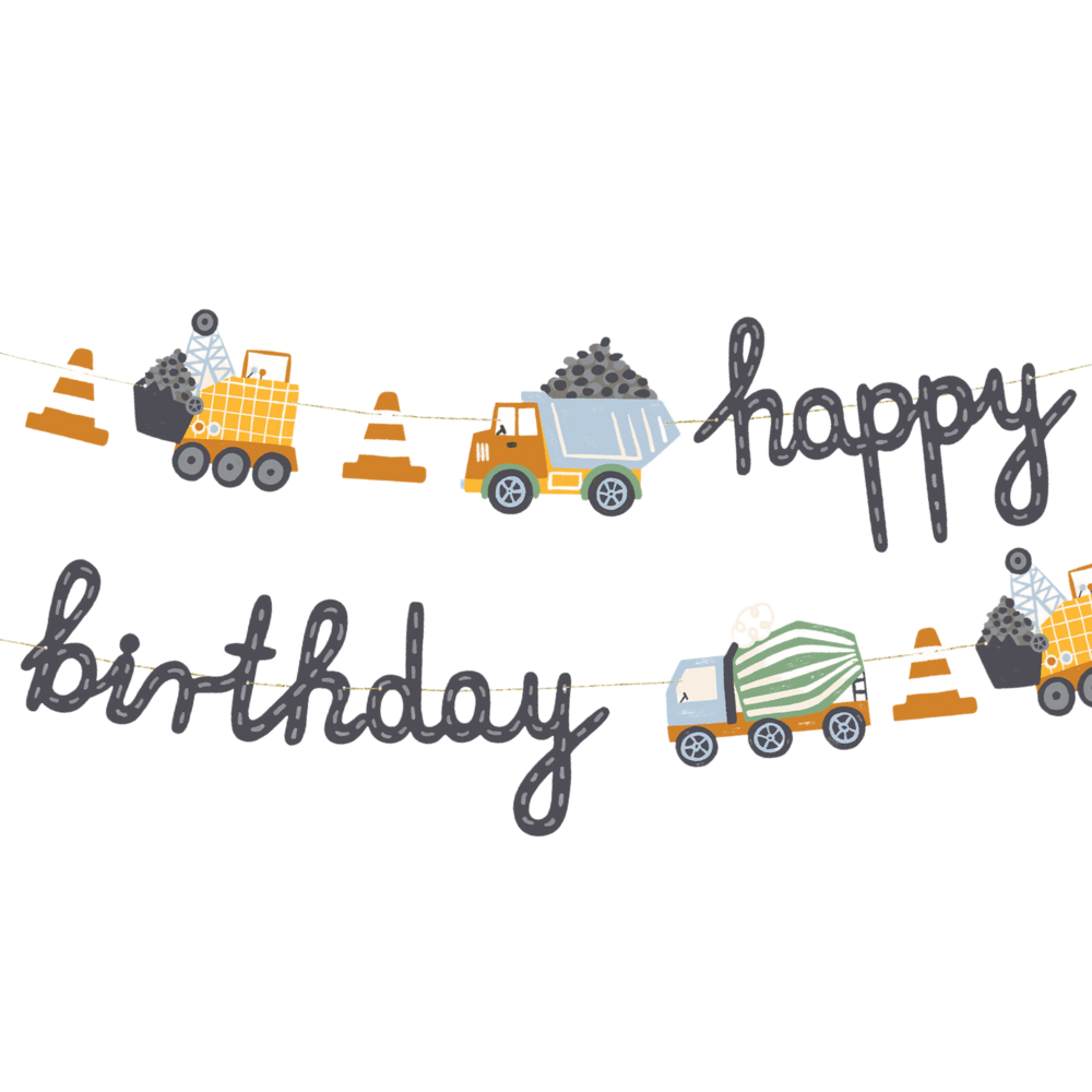 Byggeplass Happy Birthday Banner