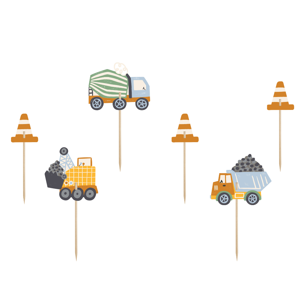 Byggeplass Kaketopper 6 stk.