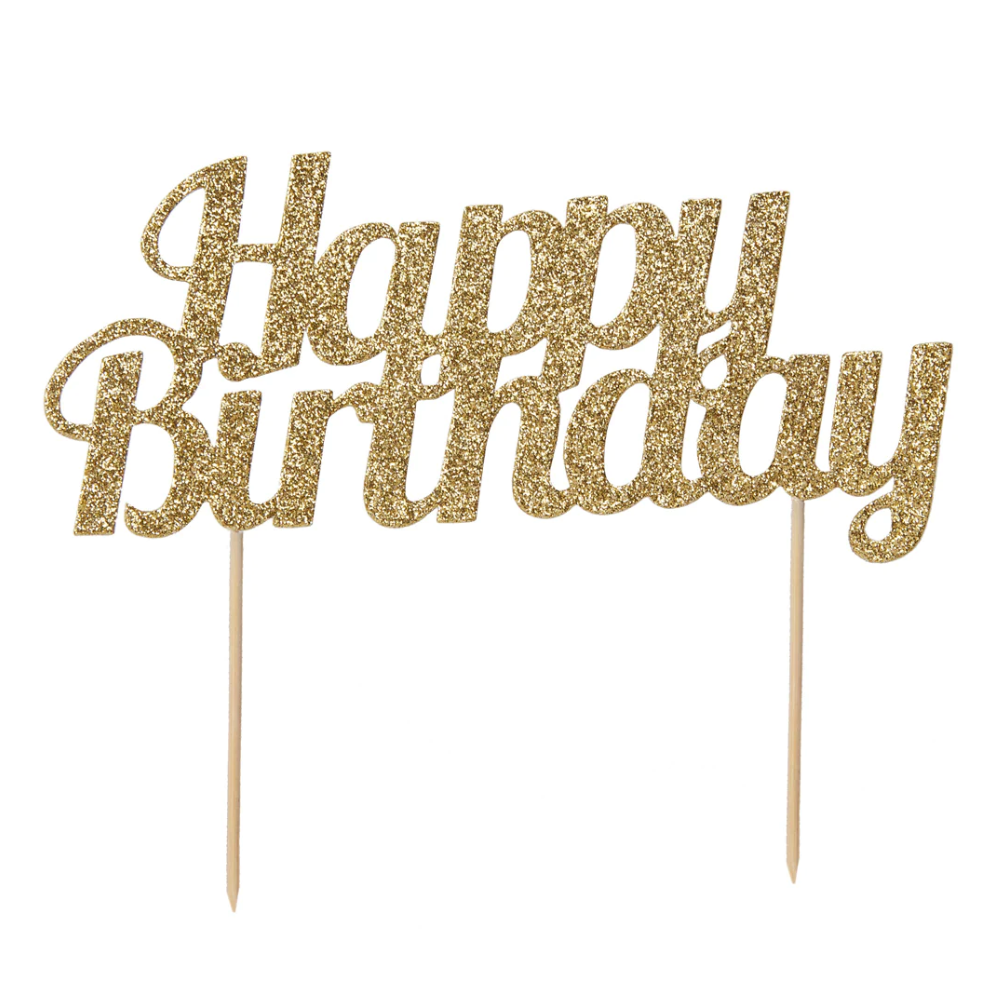Happy Birthday Gullglitter Kaketopp