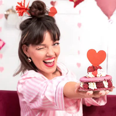 Kakepynt Rød Hjerter - 6 stk