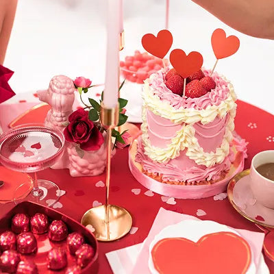 Kakepynt Rød Hjerter - 6 stk