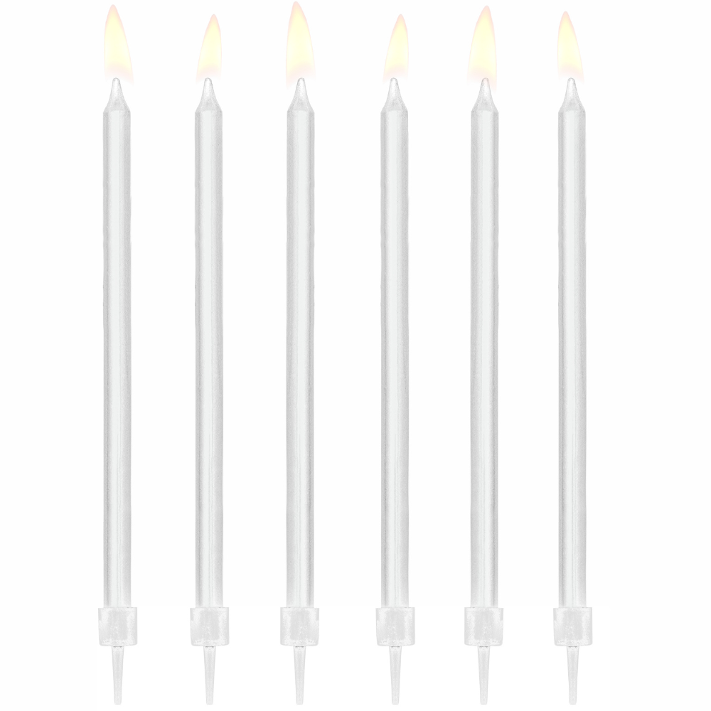 Lange Hvite Kakelys 12 stk.