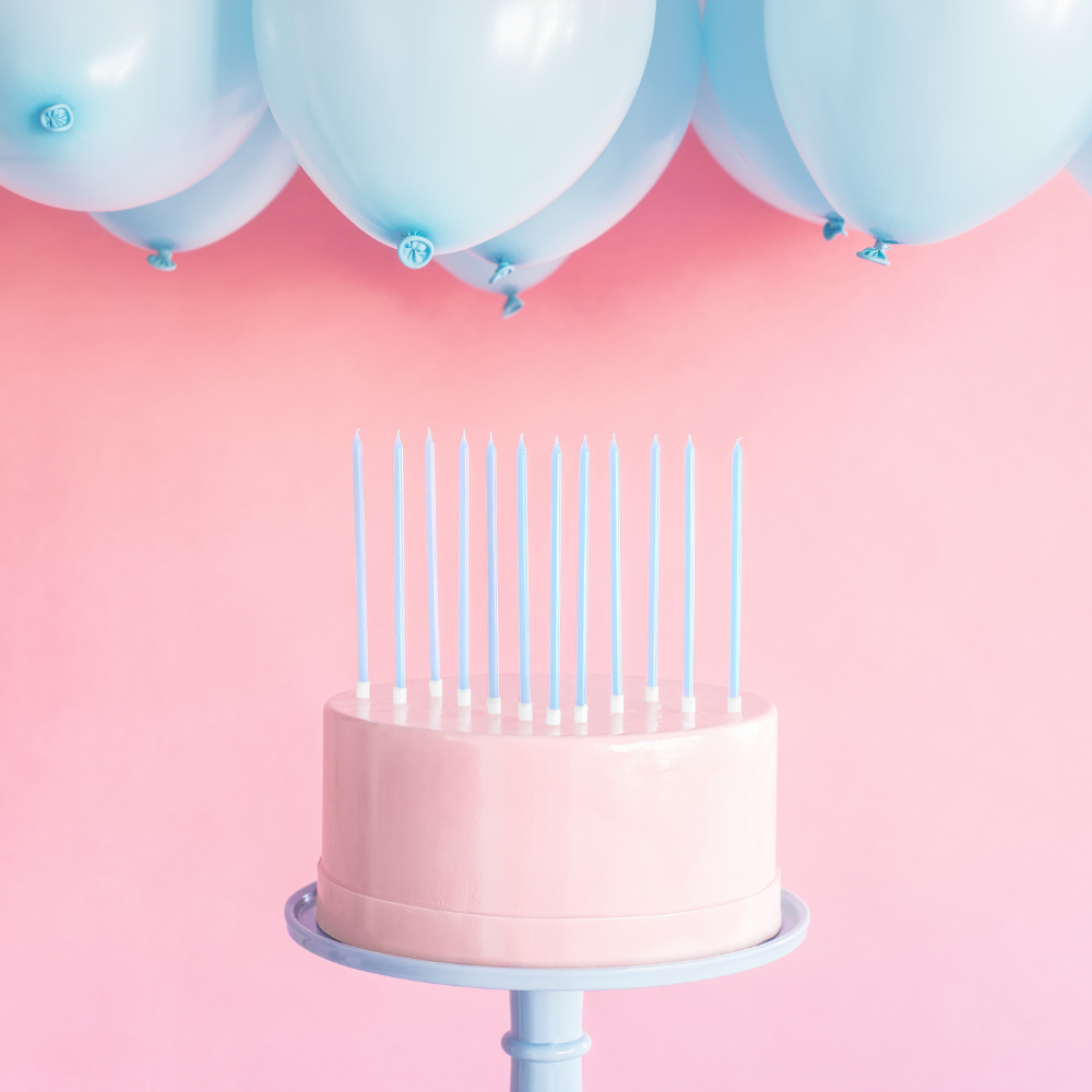 Lange Lyseblå Kakelys 12 stk.