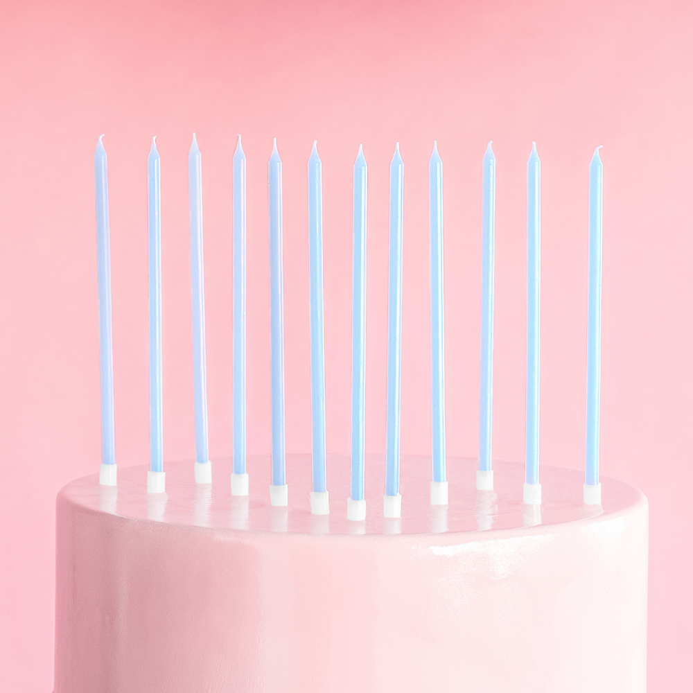 Lange Lyseblå Kakelys 12 stk.