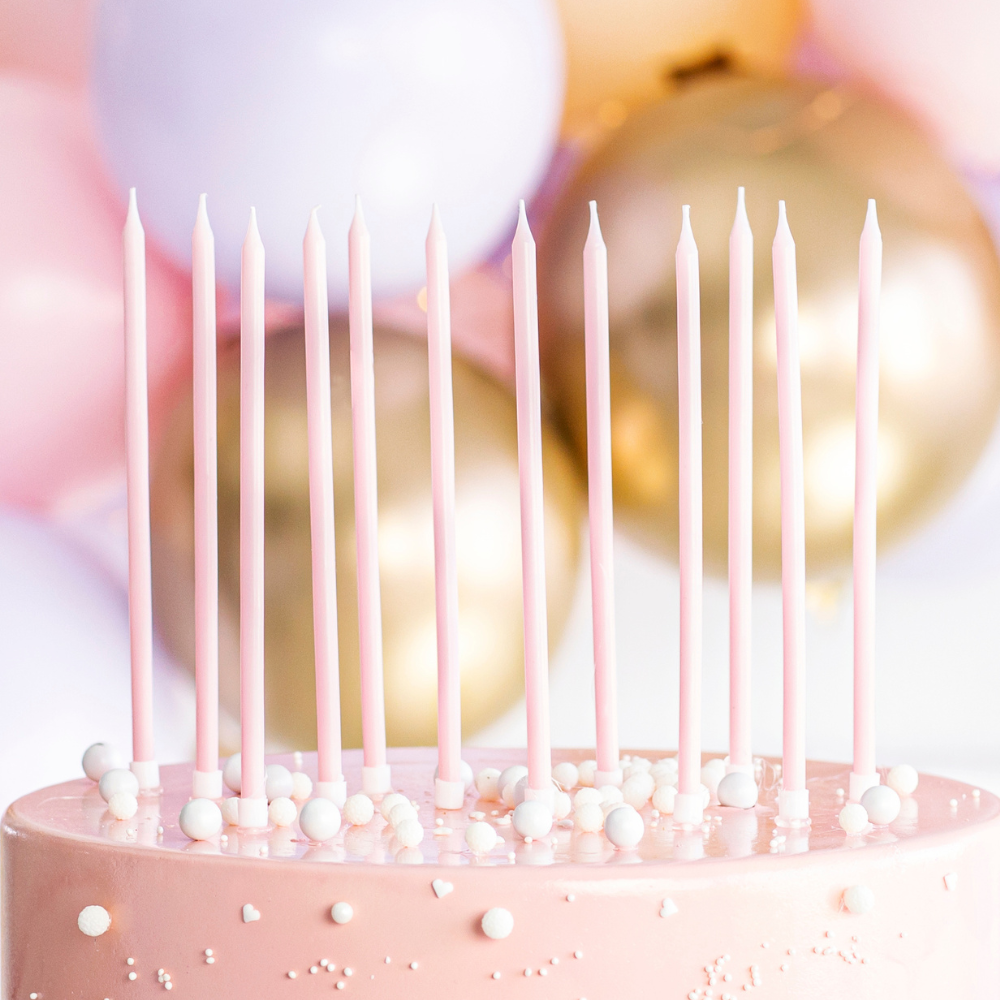 Lange Rosa Kakelys 12 stk.