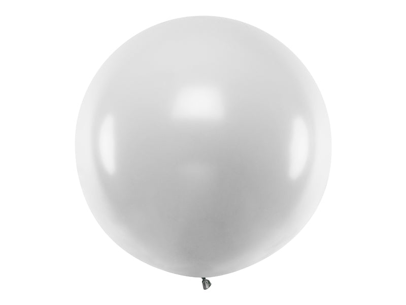 Stor Rund Ballong 1 Meter Sølv Metallic
