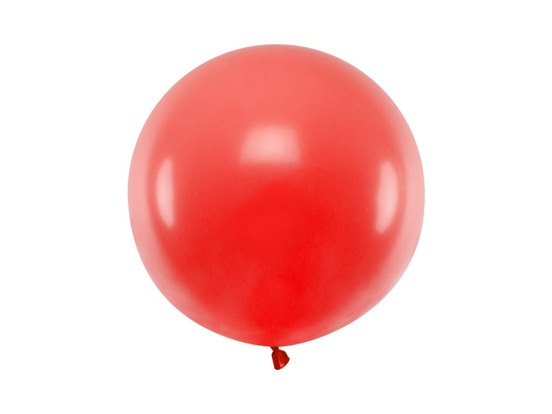 Stor Rund Ballong 60 cm Valmuerød Pastell