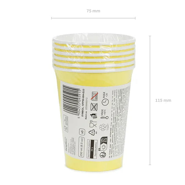 Papirkopp Gul 250 ml - 6 stk