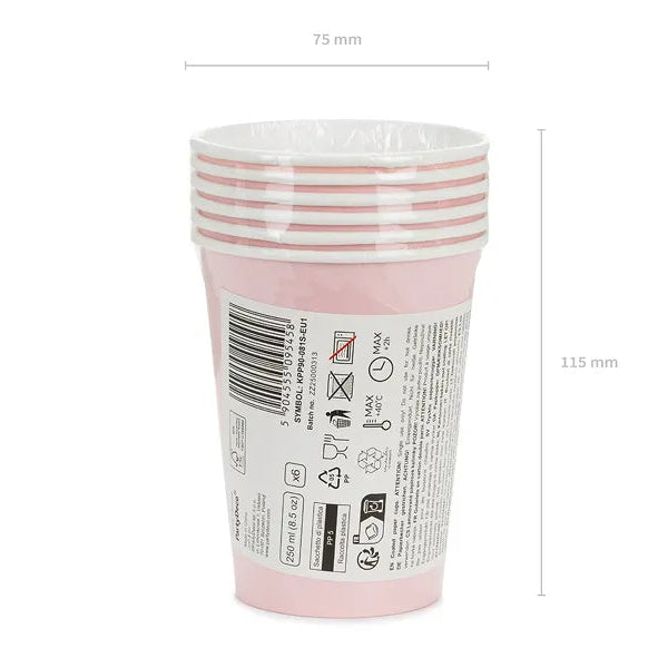 Papirkopp Lys Rosa 250 ml - 6 stk