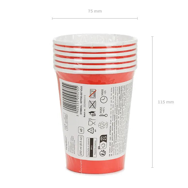 Papirkopp Rød 250 ml - 6 stk