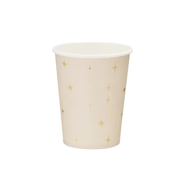 Papirkopper Beige med Stjerner 220 ml - 6 stk