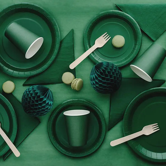 Papirtallerkener Mørkegrønne 23 cm - 6 stk