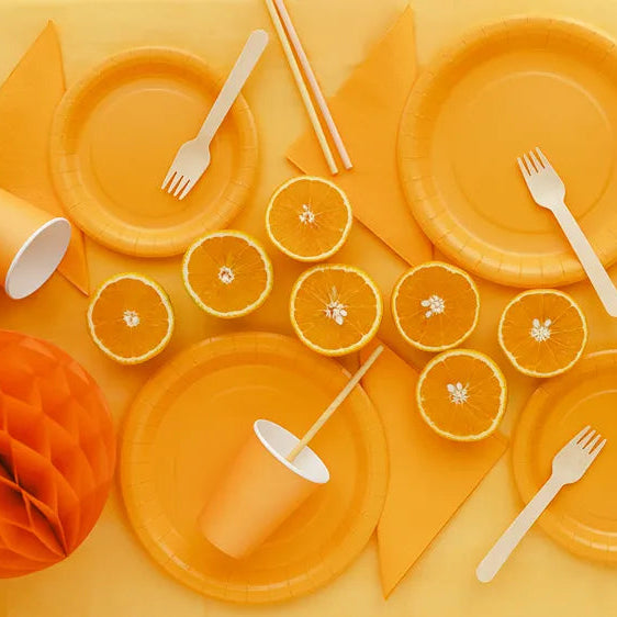 Papirtallerkener Oransje 23 cm - 6 stk