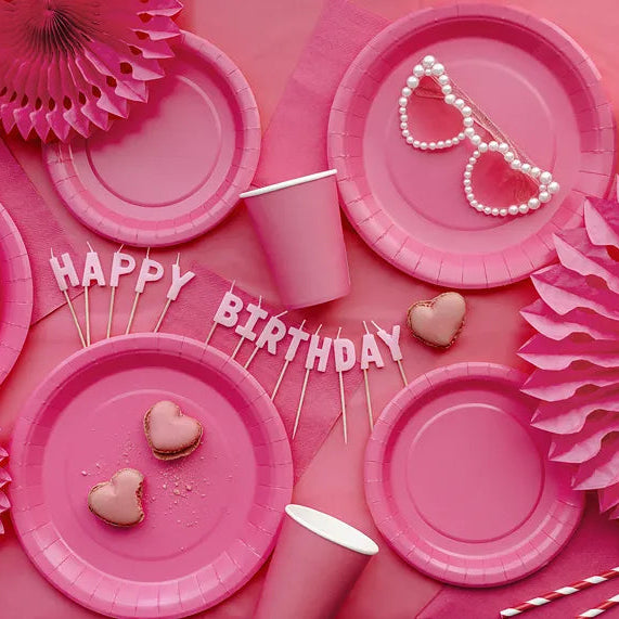 Papirtallerkener Mørk Rosa 23 cm - 6 stk