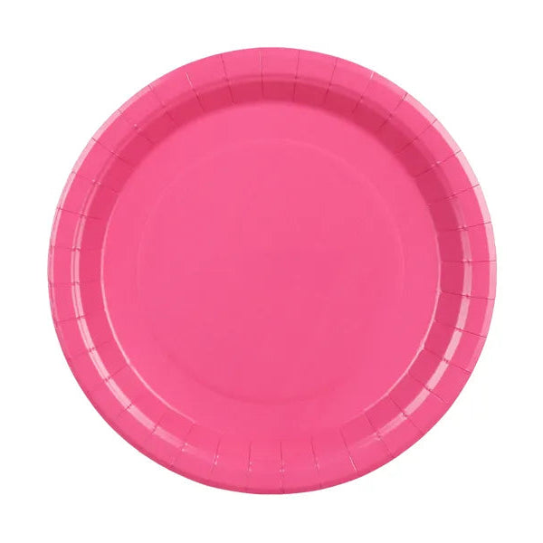 Papirtallerkener Mørk Rosa 23 cm - 6 stk