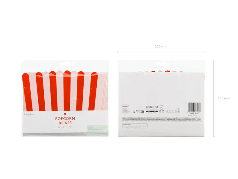 Popcornbokser 11x11x15,5 cm - 6 stk