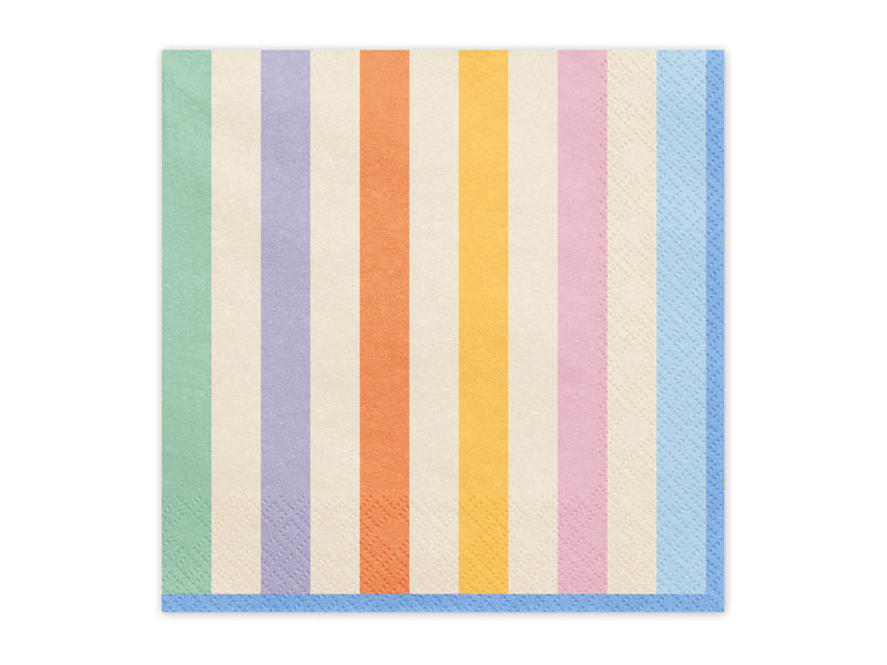 Stripete Servietter Fargemiks 33x33 cm - 20 stk