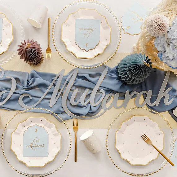 Tallerken Rosa med Gull Stjerner 21 cm - 6 stk