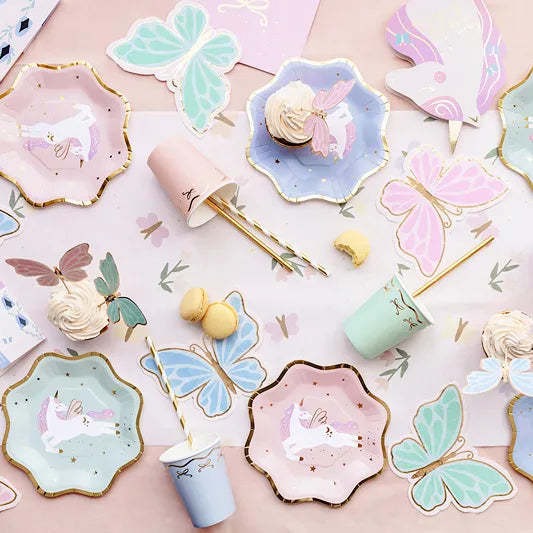 Tallerkener Enhjørning Lilla, Rosa, Grønn 18 cm - 6 stk