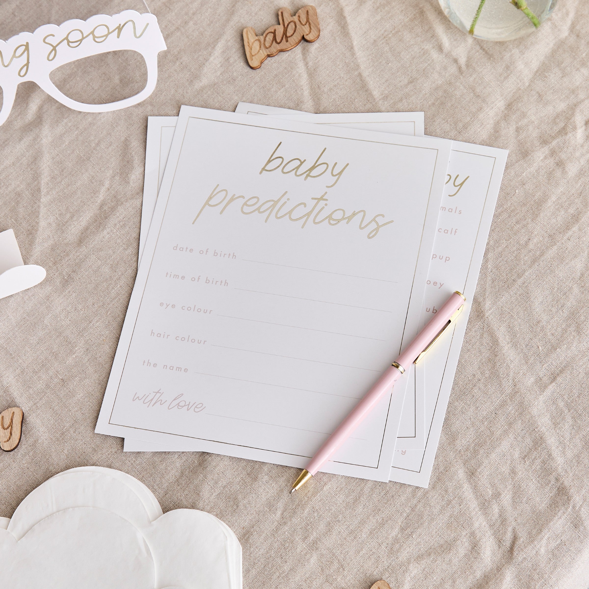Baby-gjettekort Baby Shower – 18 kort – brukt i festdekorasjon