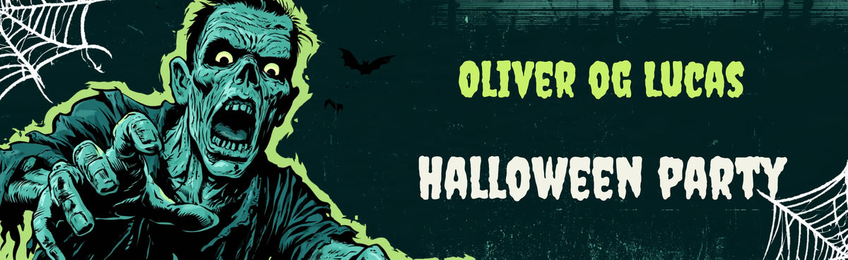 Halloween-banner med zombie-design, bilde og navn