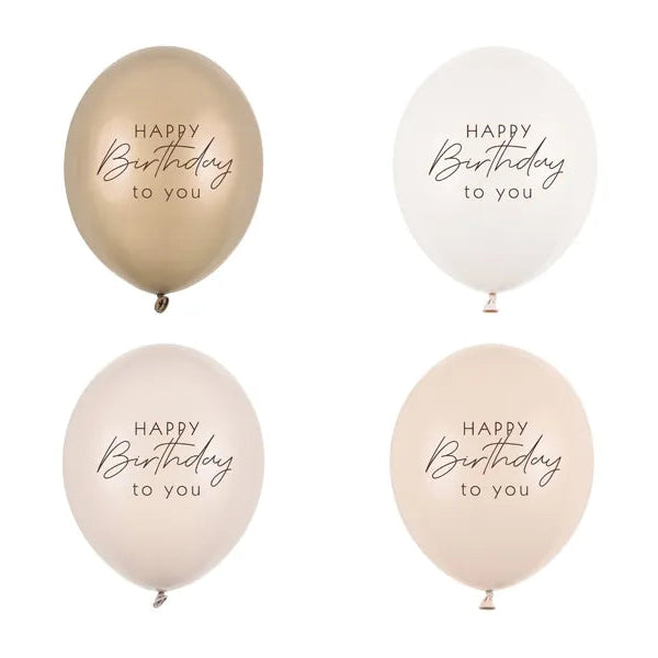 Happy Birthday to You Ballonger - Beige 50 stk