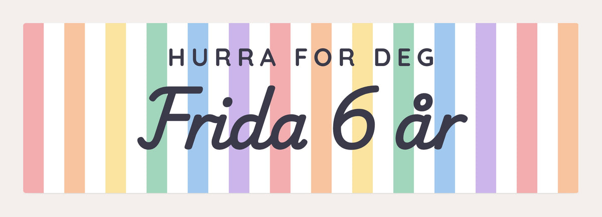 Regnbuebanner med navnet Frida til barnebursdag