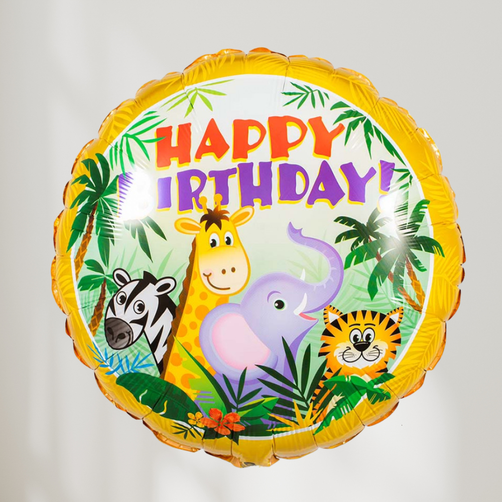 Happy Birthday Jungelvenner Ballong - folieballong fra Qualatex