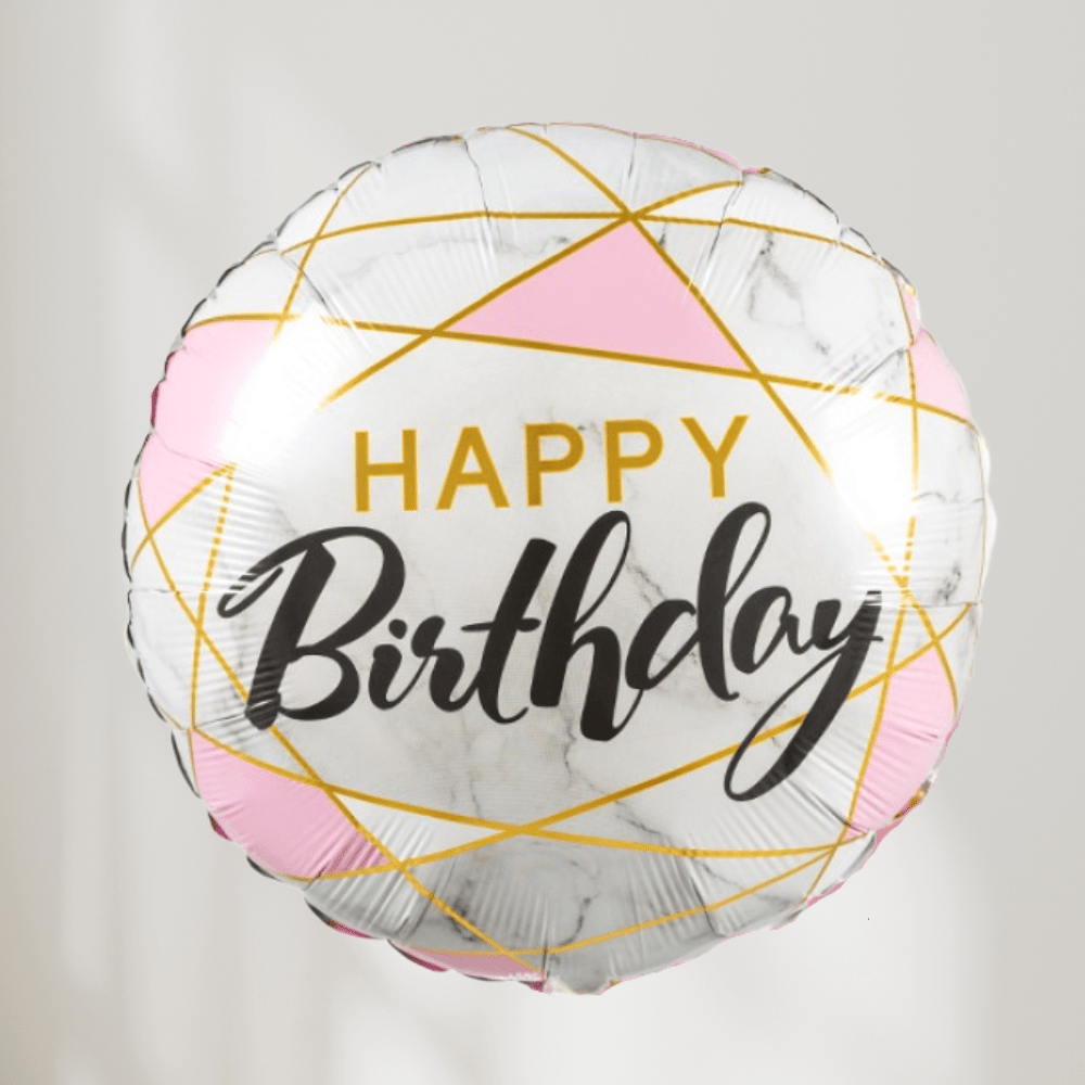 Happy Birthday Marble Ballong - folieballong fra Qualatex