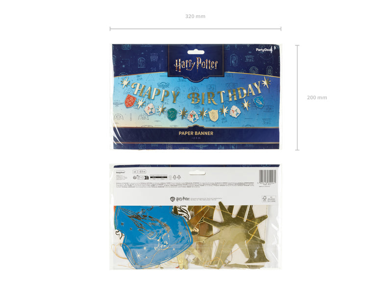 Harry Potter Banner Happy Birthday Gull 200 cm – bilde 3