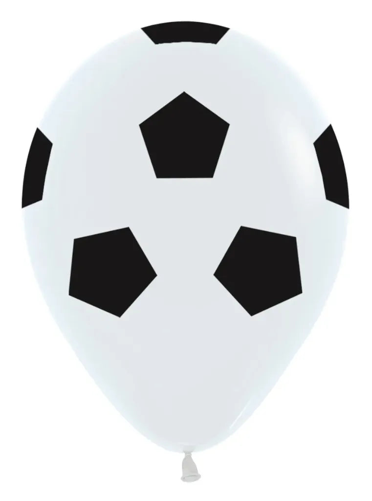 Fotball-lateksballonger 30 cm sort/hvit - pakke