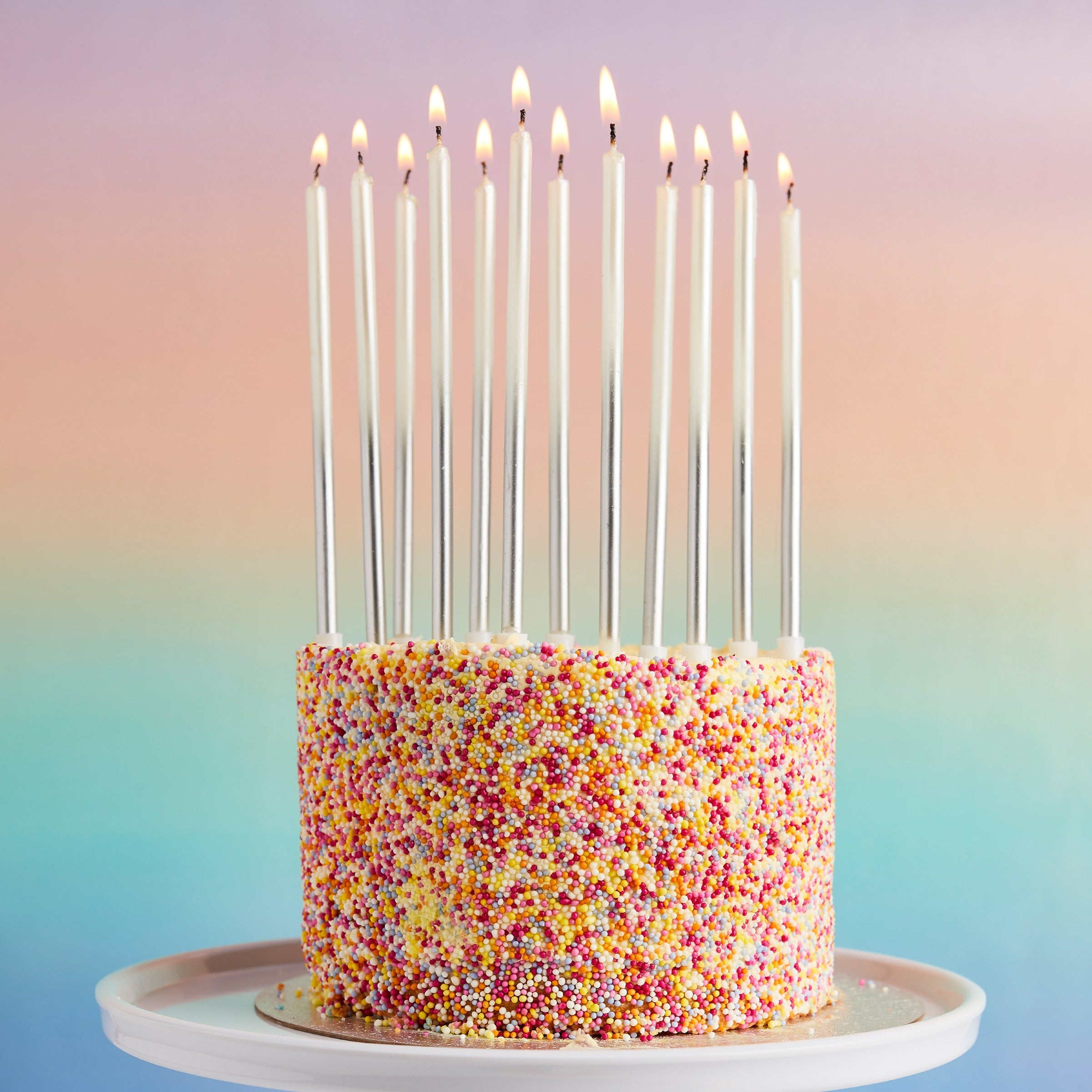 Kakelys Ombre Spiral Sølv – 12 pk – stemningsbilde fra fest