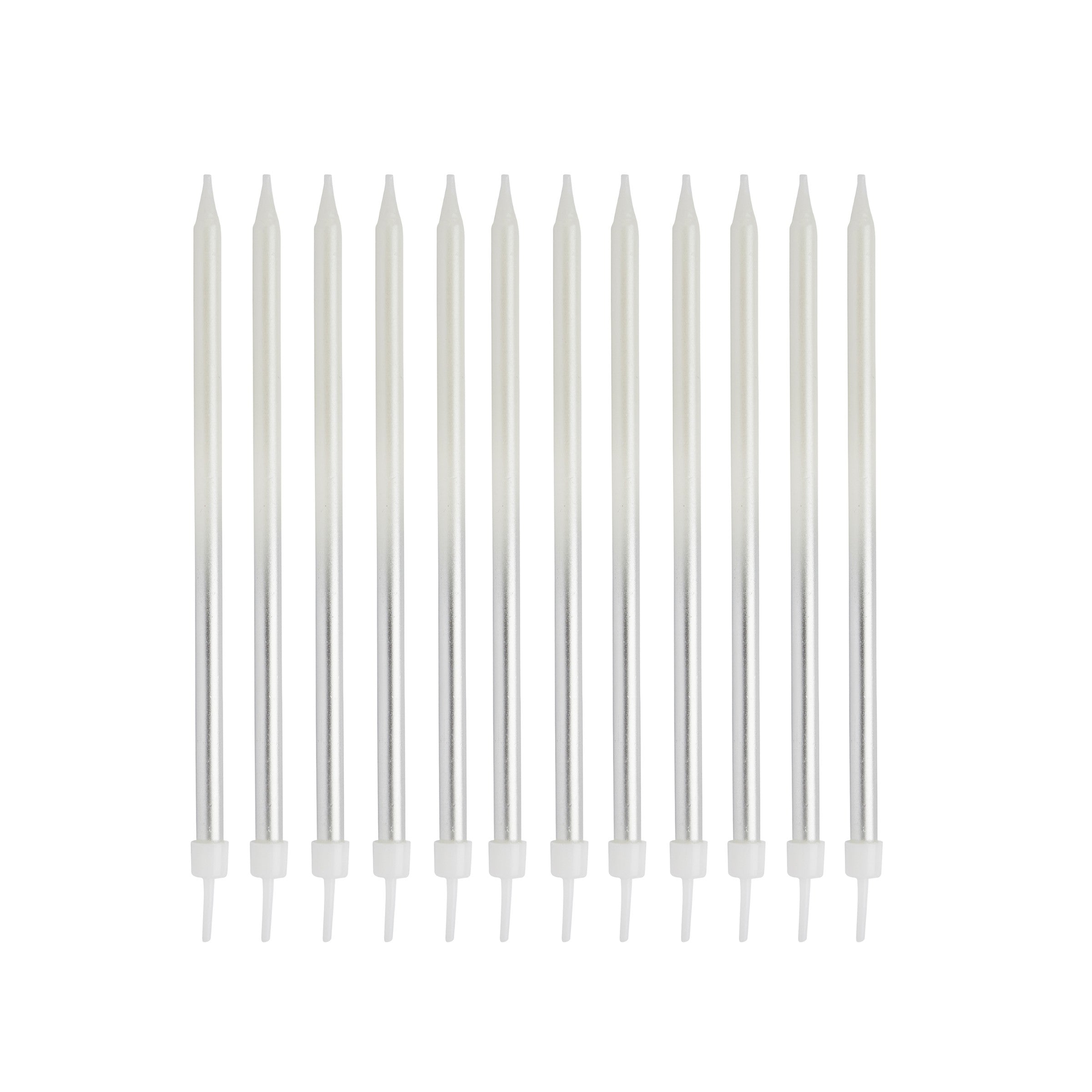 Kakelys Ombre Spiral Sølv – 12 pk til bursdag fra Festkompaniet