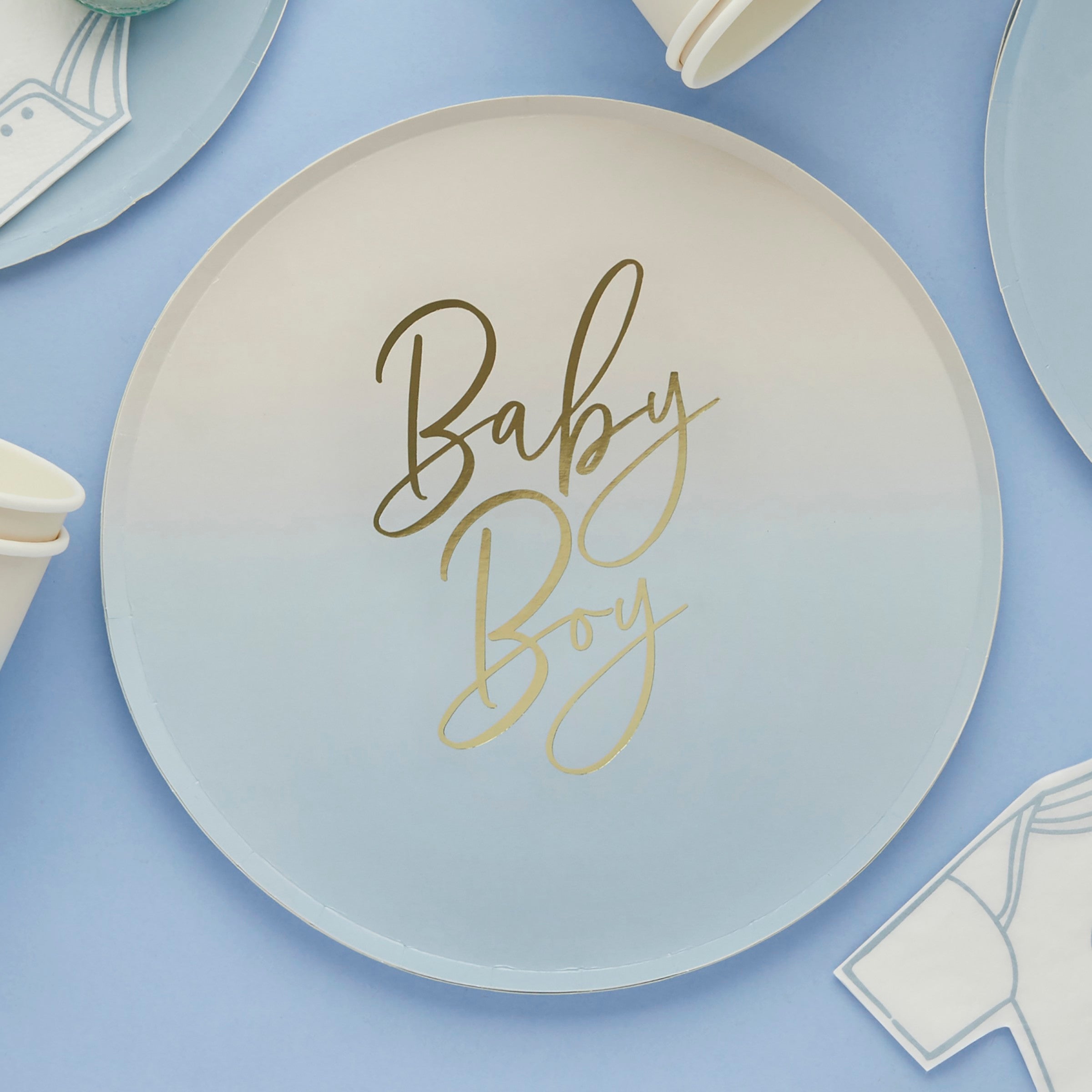 Papptallerkener «Baby Boy» Blå – 8 pk – stemningsbilde fra fest