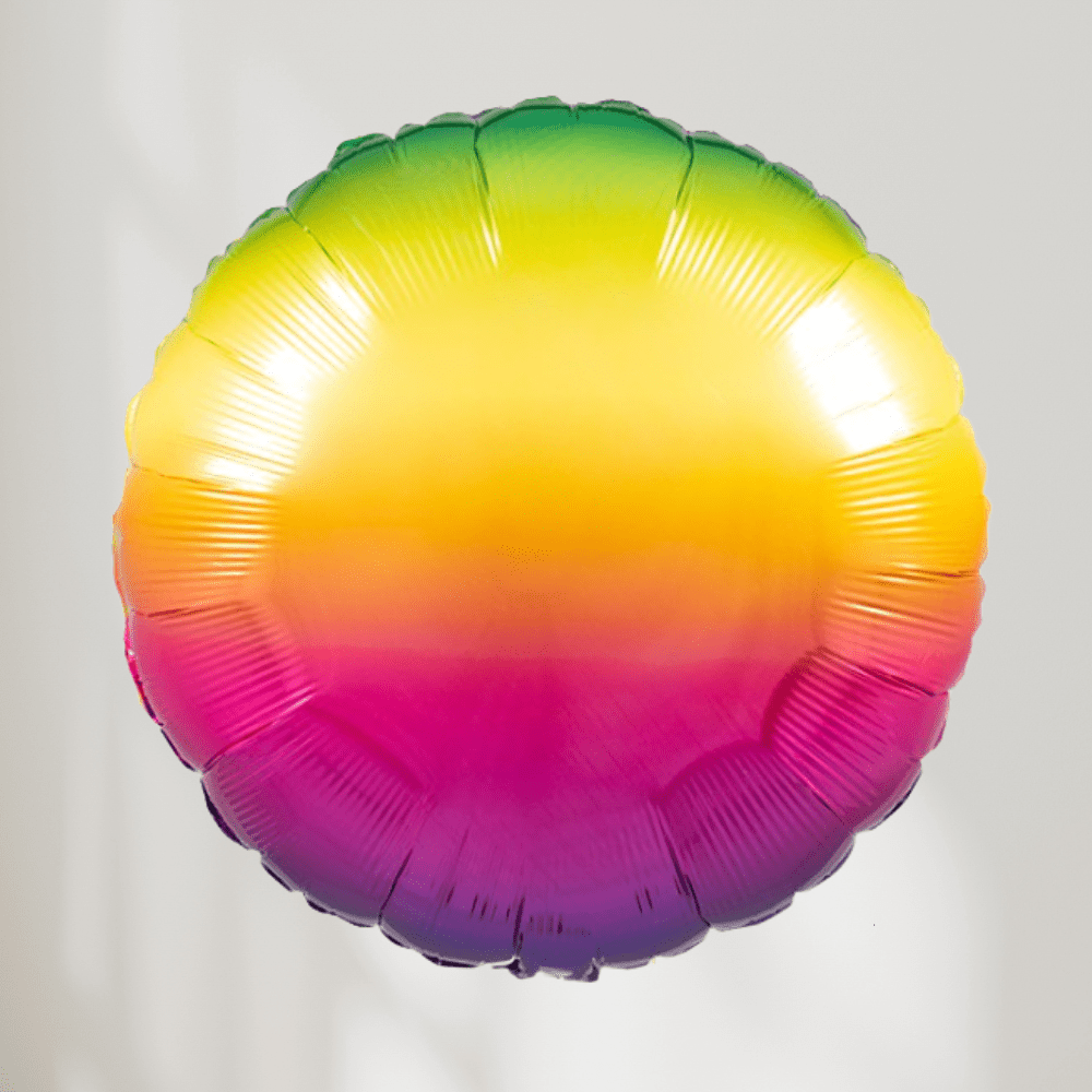 Regnbue Ombre Rund Ballong - folieballong fra Qualatex