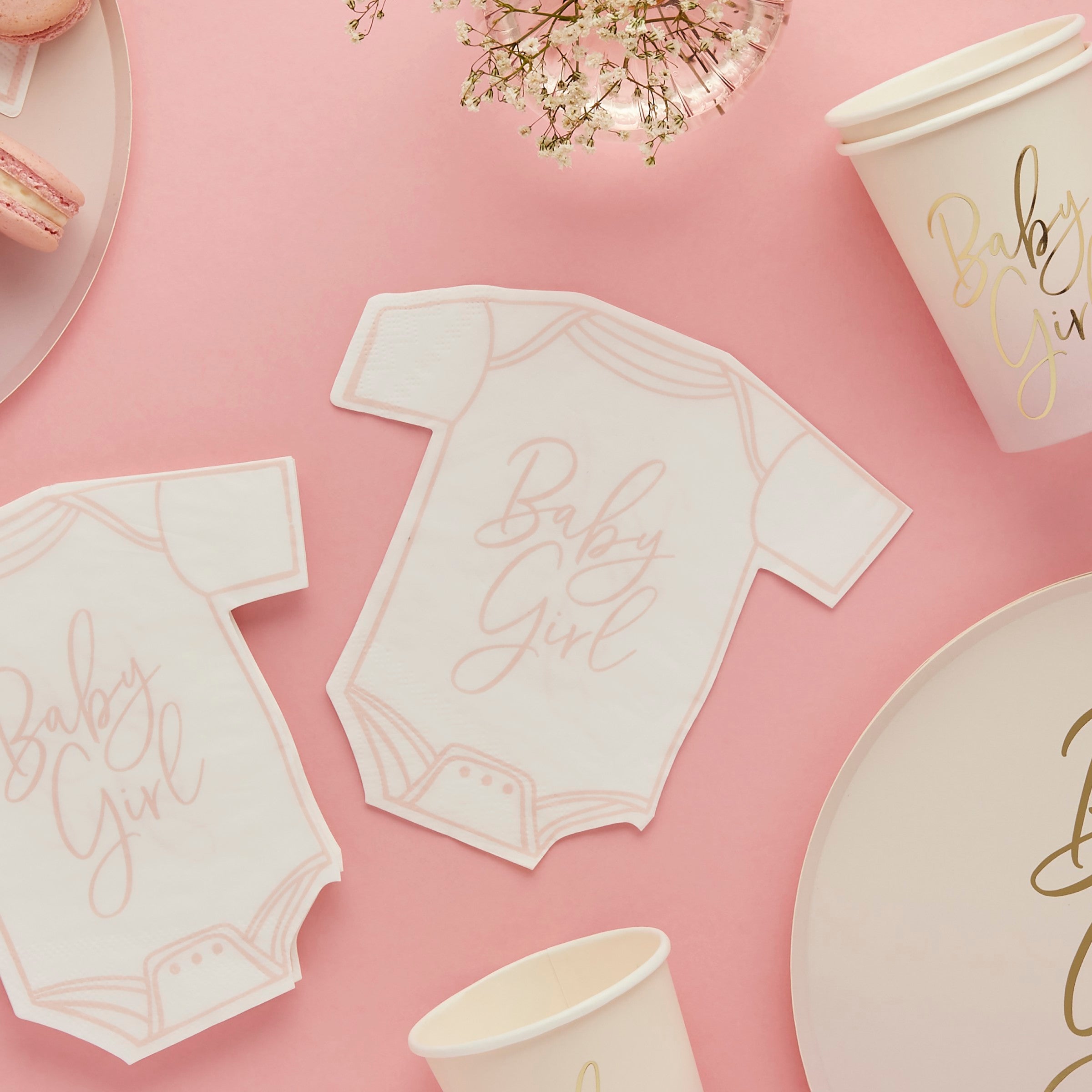 Servietter «Baby Girl» Rosa – 16 pk – stemningsbilde fra fest