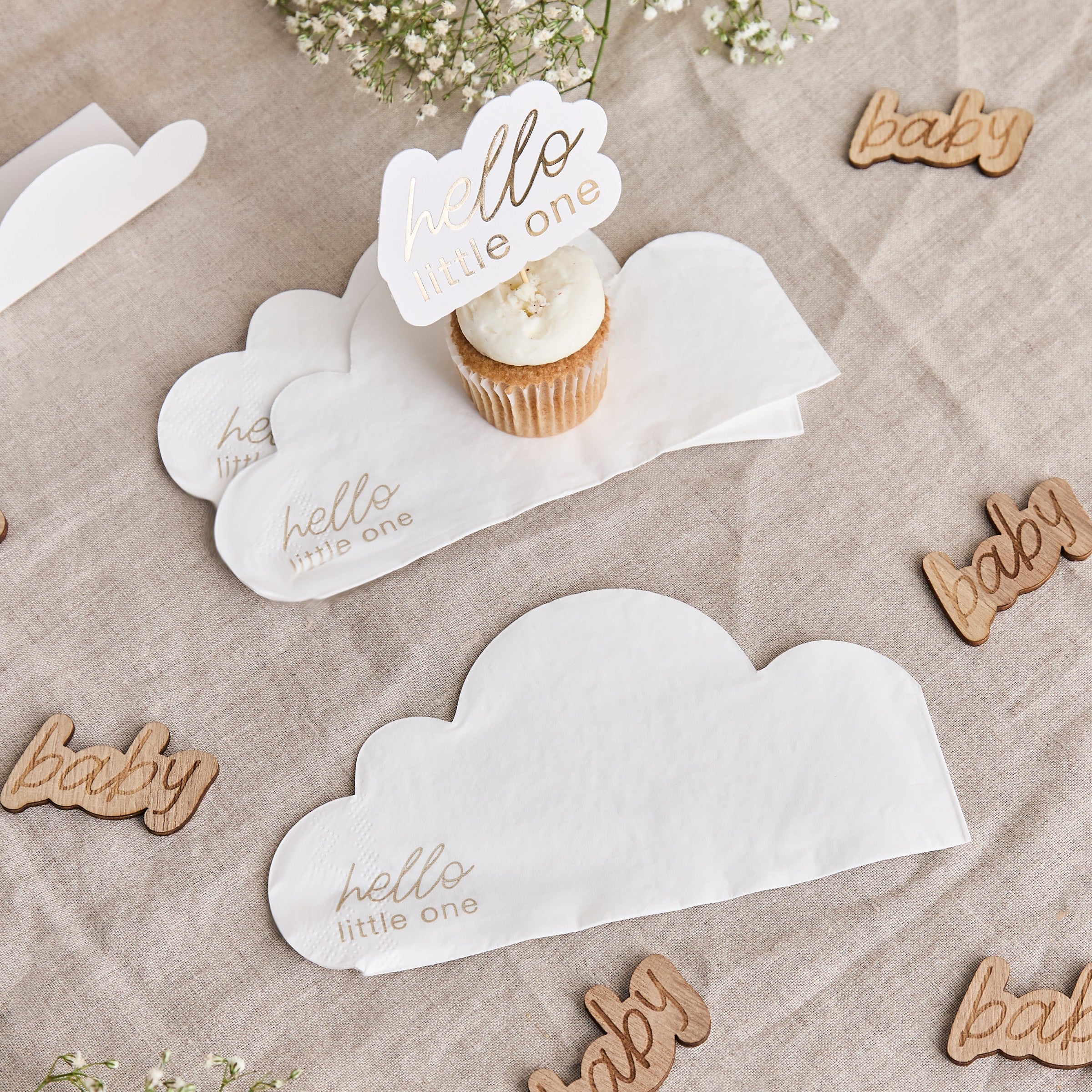 Servietter Skyformet Baby Shower – 16 pk – brukt i festdekorasjon