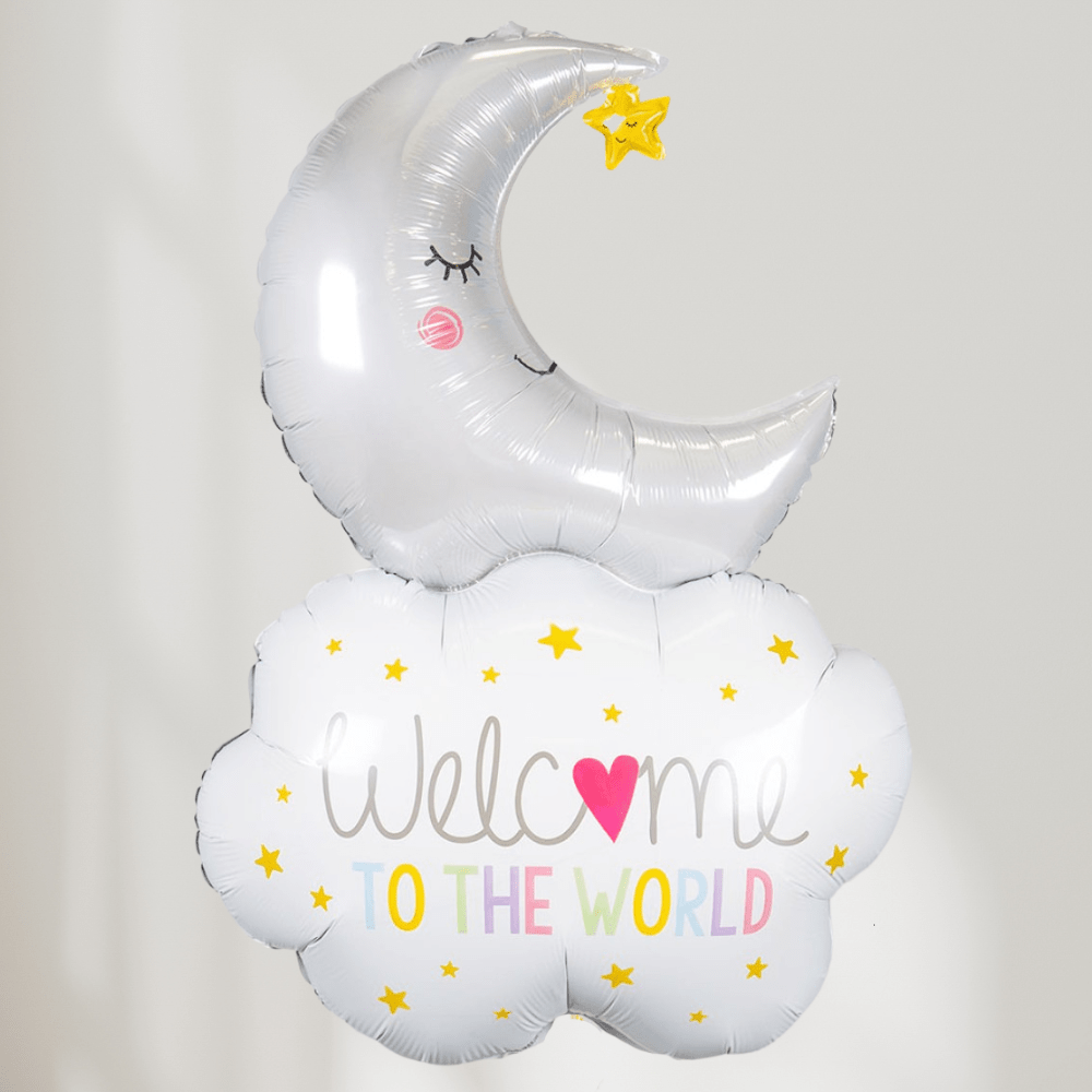 Sky og Måne Welcome To The World Folieballong - Ballonglevering.no