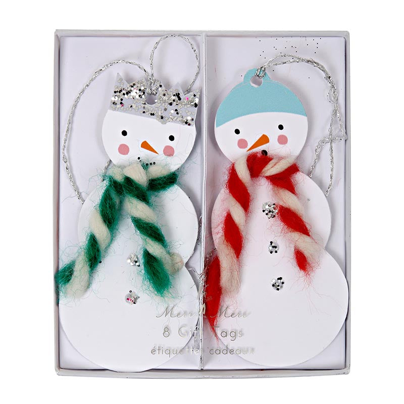 Til/Fra-lapper Snømenn 8 stk.