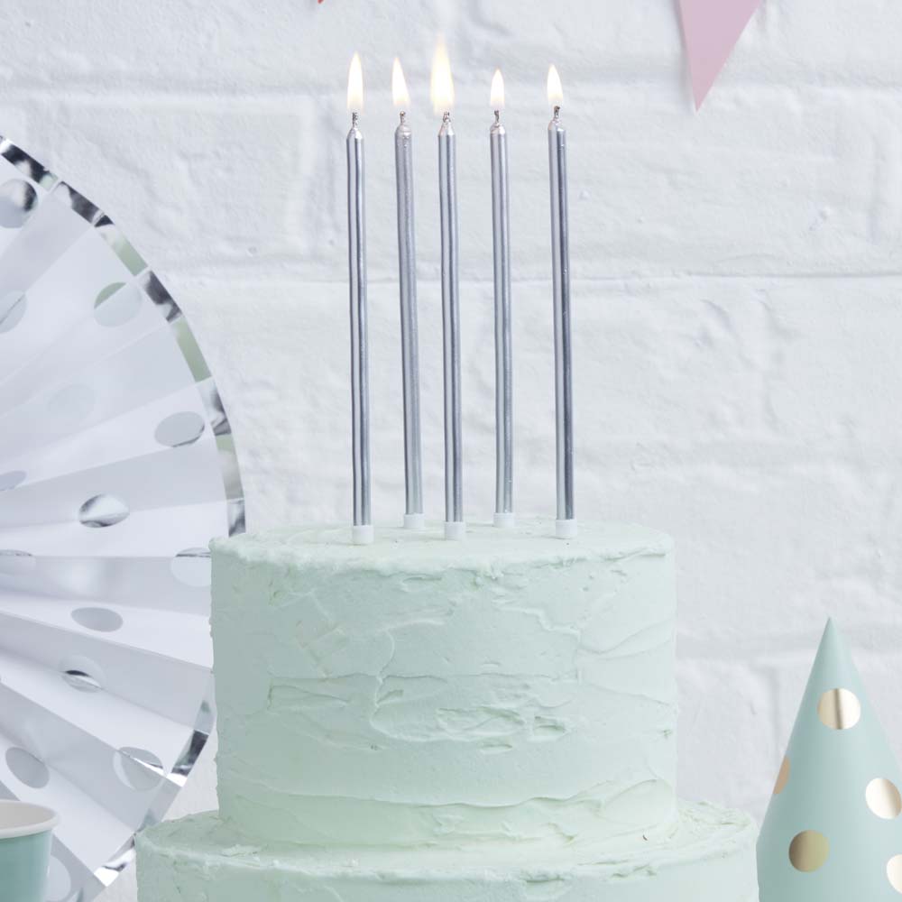 Kakelys Lange Sølv 24 stk.