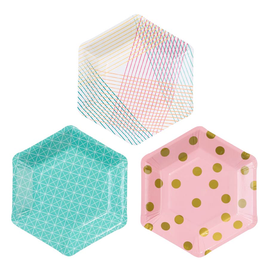 Tallerken Sekskantet 12 stk.