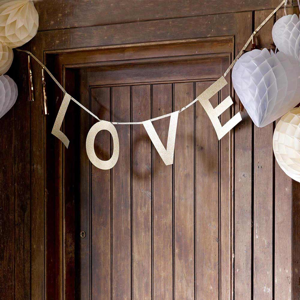 Love Banner Gull/Glitter 2 m