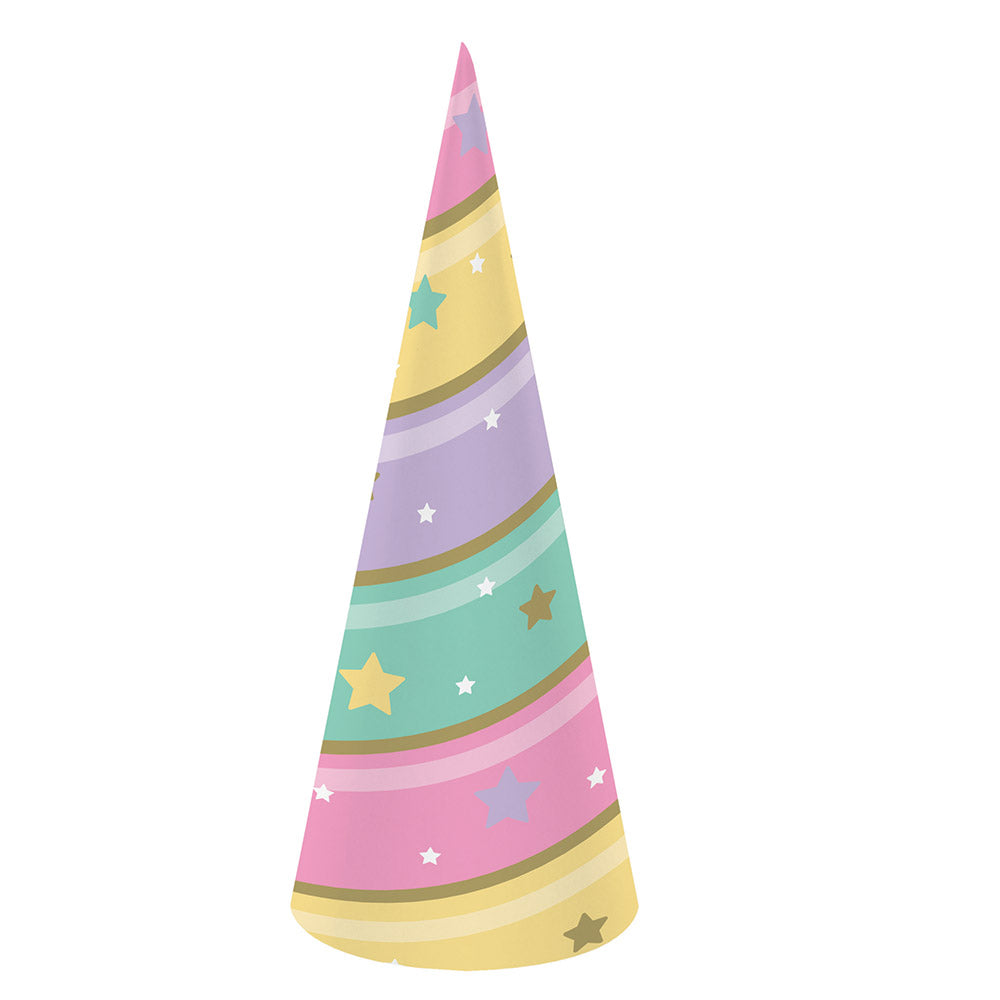 Enhjørning Pastell Partyhatt Horn 8 stk.