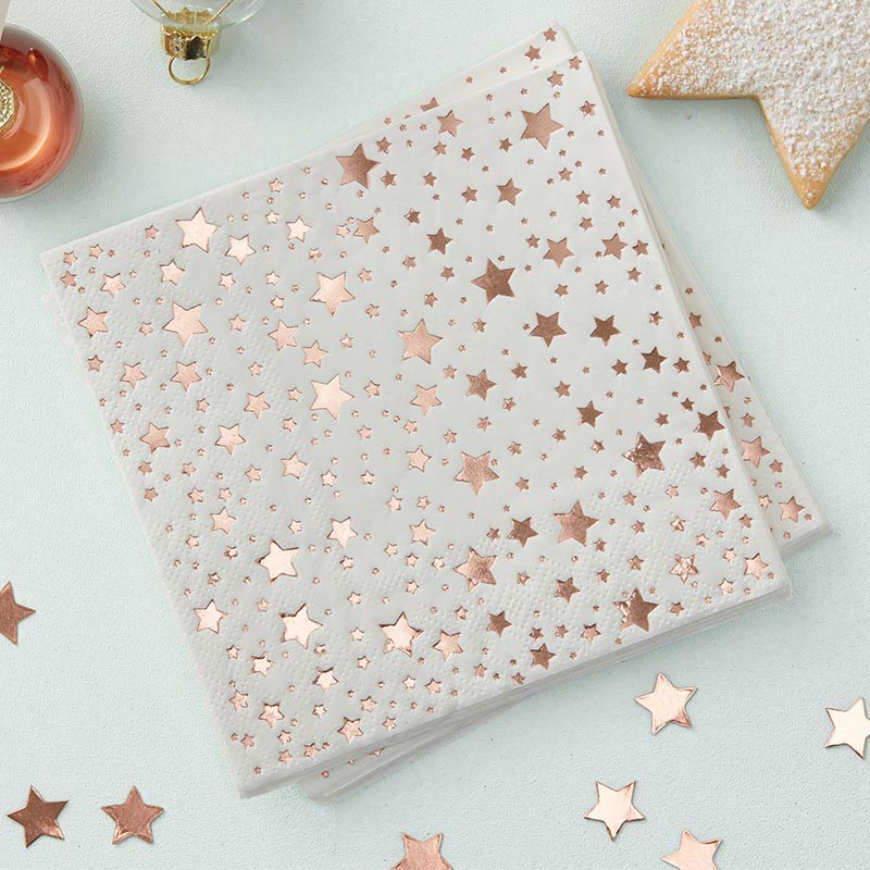 Paper Napkin Cocktail - Foiled - Rose Gold