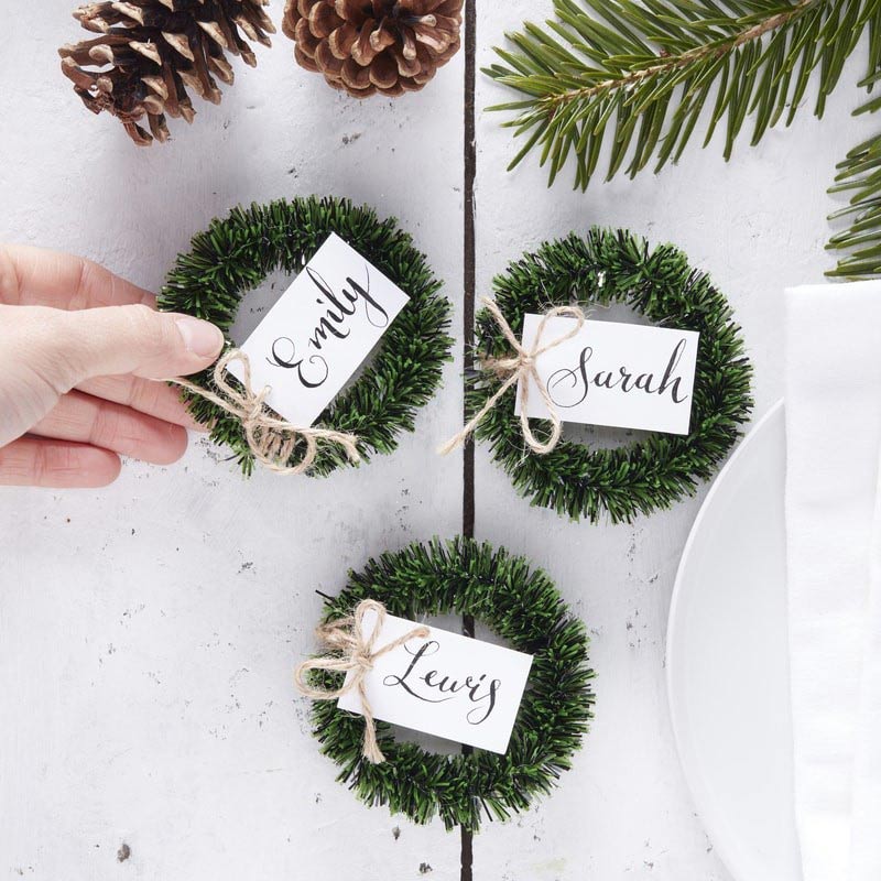 Rustic Christmas Julekrans Bordkortholdere 4 stk.